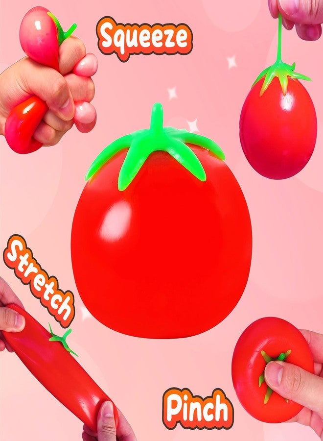 EVDERS 1Pcs Fruit Taba Squishy Toys Tomato Stress Balls for Adults and Kids Squishy Fidget Toy Sticky Sensory Stress Relief Toy Slow Rising Tomato Squishies for Office Classroom Prize Party Favors - Image 3